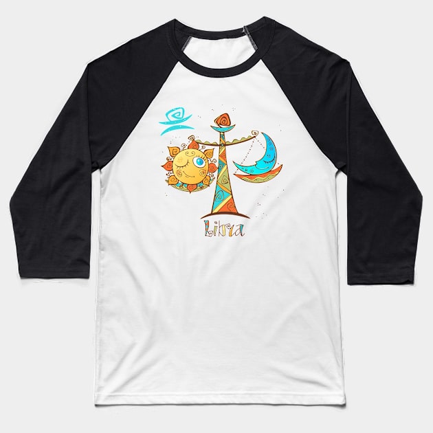 libra zodiac kids Baseball T-Shirt by Mako Design 